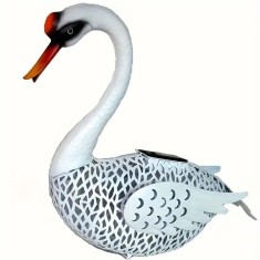 Decoratiune de Gradina cu Lampa solara, din Fier Alb