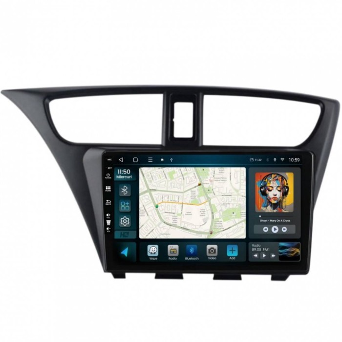 Navigatie Honda Civic Hatchback (2012-2015) 6GB RAM Android 13 Octacore Slot Sim 4G DSP GPS Wi-FI Carplay Android Auto USB Bluetooth Waze Touchscreen