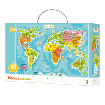 Puzzle Continentele lumii Dodo, 100 piese, 46 x 64 cm, carton, 5 ani+ foto