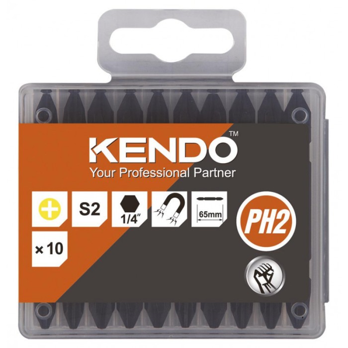 Set 10 biti de surubelnita cu finisaj negru, PH2x65mm WeldLand Equipment