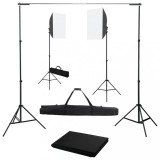 VidaXL Kit studio foto cu lumini softbox și fundal