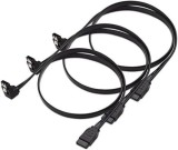 Cumpara ieftin Set 3 cabluri AWM, SATA III, 6.0 Gbps, 40 cm, cot 90 grade, Negru