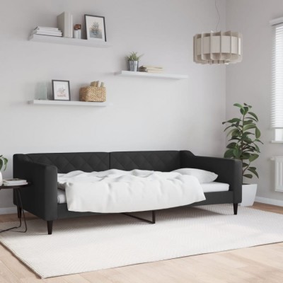 vidaXL Cadru de pat, negru, 100 x 200 cm, material textil foto