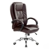 Scaun directorial MH Rudy, Ergonomic, Mecanism balans, Piele ecologica, Confort sporit, Inaltime reglabila, 110 Kg, Maro
