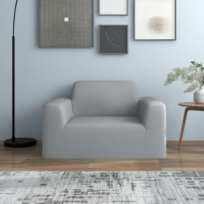vidaXL Husă elastică pentru canapea poliester jersey gri 332940 foto