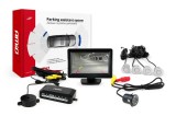 Set senzori de parcare AMiO TFT01 4,3 inch cu camera marsarier CAM-308 LED HD, 4 senzori argintii, afisaj TFT 480 x 234, 12V