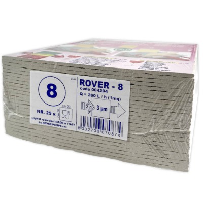 Set 25 placi filtrante Rover 8 20x20, dimensiune standard, filtrare vin medie (vin cu fum) foto