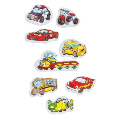 Set 30 vehicule magnetice, din carton, pentru tabla magnetica, Multicolor foto