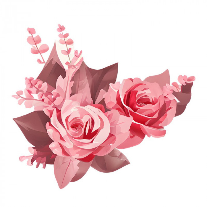 Sticker decorativ Trandafir, Roz, 66 cm, 8045ST