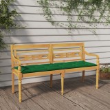 VidaXL Bancă Batavia cu pernă verde, 150 cm, lemn masiv de tec 3100846