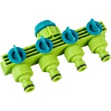 Conector furtun 4 cai cu stop 1/2-3/4, Top Garden, pentru gradina