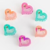Clame de păr pentru copii, formă inimă, 6 buc, 2,5 cm, irizate, CMCLASS