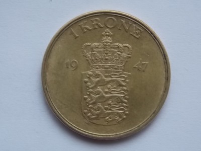 1 KRONE 1947 DANEMARCA foto