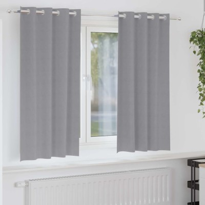 Perdele cu perdele 2 pcs Gri deschis 175 x 140 cm Poliester foto