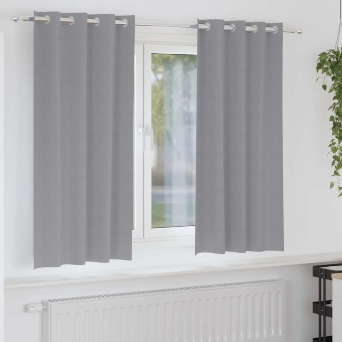 Perdele cu perdele 2 pcs Gri deschis 175 x 140 cm Poliester