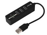 Cititor de card de memorie UGO Maipo HU200 3 port+ card reader USB 2.0 480Mb/s Negru