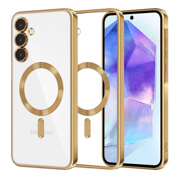Husa MagSafe pentru Samsung Galaxy A55 5G A556, Techsuit, Luxury Crystal, Aurie