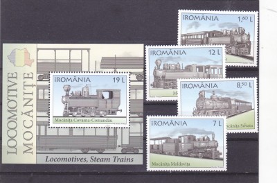 ROMANIA 2018 - LOCOMOTIVE, MOCANITE, SERIE+COLITA, MNH - LP 2208 foto