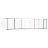Cumpara ieftin Cusca pentru caini cu usa, gri, 6x2x1,5 m, otel galvanizat