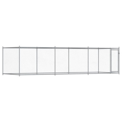 Cusca pentru caini cu usa, gri, 6x2x1,5 m, otel galvanizat foto