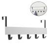 Cuier Ușă 5 C&acirc;rlige Lemn Metal Alb Negru 38cm Agatator Hol Baie Bucatarie