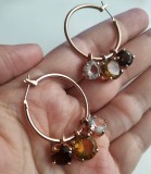 OFERTA-Cercei rotunzi INOX placati cu AUR roz 18k si cristale swarovski