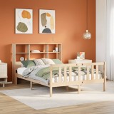 VidaXL Pat cu bibliotecă fără saltea, 120x200 cm, lemn masiv de pin