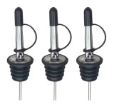 Set de 3 turnatoare pentru sticle Kiuiom, otel inoxidabil/cauciuc, negru/argintiu