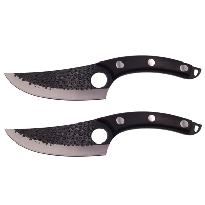 Set doua cutite macelarie DEPOX&amp;reg;, lucrate manual, Huang Cook, 27.5 cm, negru, teaca piele foto