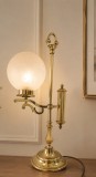 Superbă lampa de masa in stilul Art-Deco din alama masiva și abajur din sticla cu model floral
