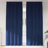 Draperii opace cu bandă, 2 buc., albastru &icirc;nchis, catifea