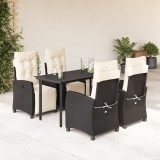 vidaXL Set mobilier de grădină cu perne, 5 piese, negru, poliratan 3212955