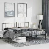 VidaXL Cadru pat metalic cu tăblii de cap/picioare, negru, 183x213 cm 352503