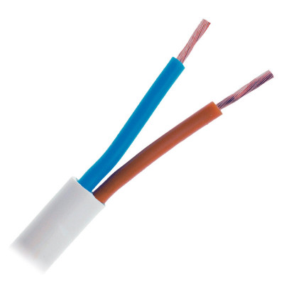 Cablu electric bifilar dublu-izolat 2x0.5mm2 plat alb MYYUP H03VVH2-F 2x0.5 foto