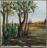 Peisaj cu copaci// acuarela, E. Constantinescu 1964
