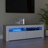 Cumpara ieftin Comodă TV cu lumini LED, alb și stejar sonoma, 120x35x40 cm