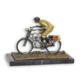 Biciclist-statueta bronz pictat cu soclu din marmura BG-57