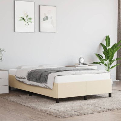 vidaXL Cadru de pat fără saltea cremă 120x190 cm țesătură 3269636 foto