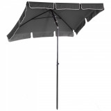 Cumpara ieftin Outsunny Umbrelă de Soare cu Picior Inclinabil, Material Poliester Rezistent, 200x125x236cm, Gri &Icirc;nchis | Aosom Romania