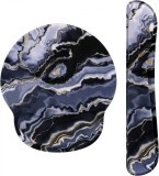 Set mousepad si suport pentru incheietura HAOCOO, spuma cu memorie/cauciuc PU, gri/negru/auriu