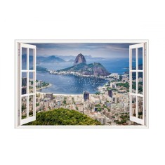 Sticker decorativ, Fereastra 3D, Rio de Janeiro, 85 cm, 583STK