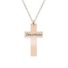 Colier Argint 925 Placat Aur Roz Personalizat Cruce cu Text &quot;Faith&quot; - Bijuterie Femei Cadou Special