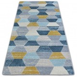 Covor Nordic Heksagon gri și albastru G4596, 240x330 cm, Dreptunghi, Polipropilena