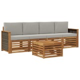 vidaXL Set de canapele de exterior 5 pcs Natural și gri deschis 3383987