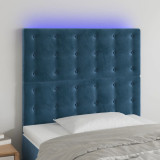 VidaXL Tăblie de pat cu LED, albastru &icirc;nchis, 80x5x118/128cm, catifea