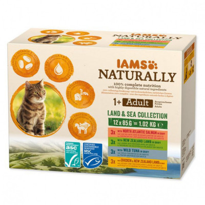 IAMS Naturally Adult Land &amp;amp;amp; Sea Collection 12 x 85 g foto
