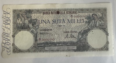 100.000 lei August 1945 Xf-Aunc Rara! foto