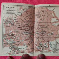 Harta germana a orasului Bucuresti Bukarest, dim.19,7x15,1 cm, aprox. 1900