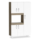 Cumpara ieftin Dulap de bucatarie Defne culoarea alb - culoarea nuc 89x37.5x160cm