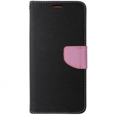 Husa tip carte cu stand Fancy Book negru cu roz pentru Samsung Galaxy A22 5G